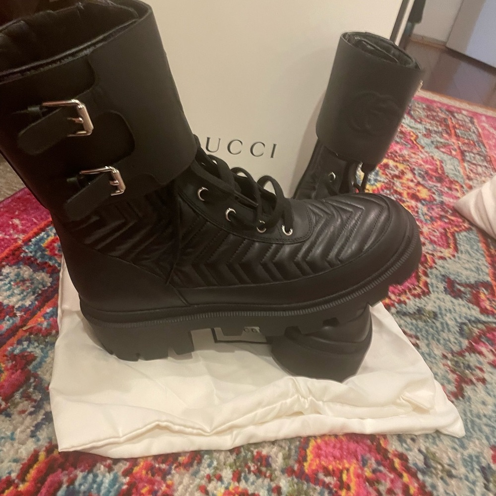 GUCCI FRANCES platform combat boot NEW - Picture 7 of 9